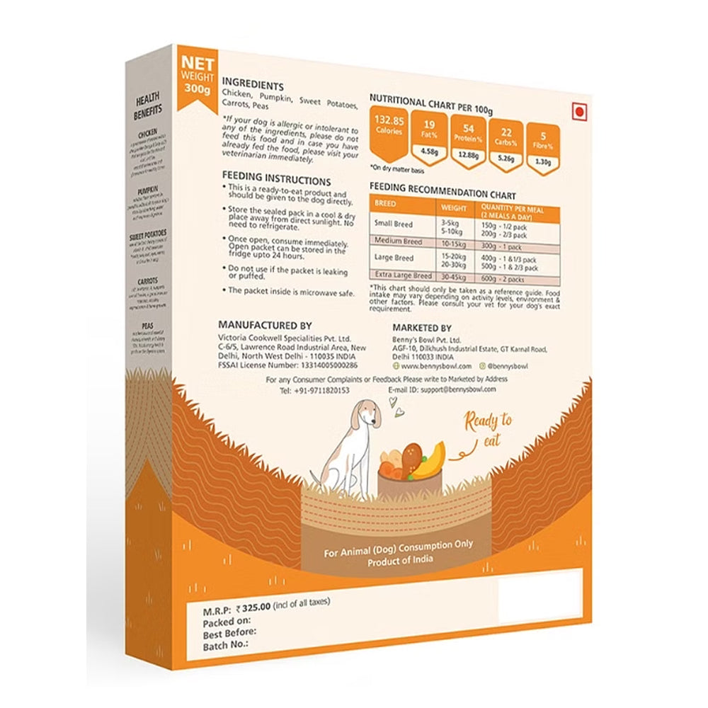 Benny's Bowl Chicken and Pumpkin Wet Dog Food for Adult and Puppy - Image 2