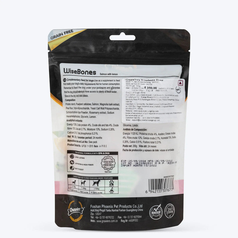 Gnawlers Salmon With Lemon Wise Bone 200g - Image 3