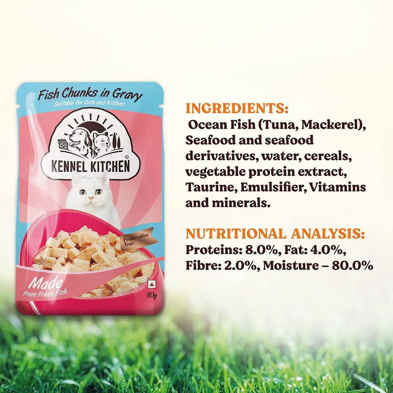Kennel Kitchen Adult Cat n Kitten Fish chunks In Gravy 80g - Image 7