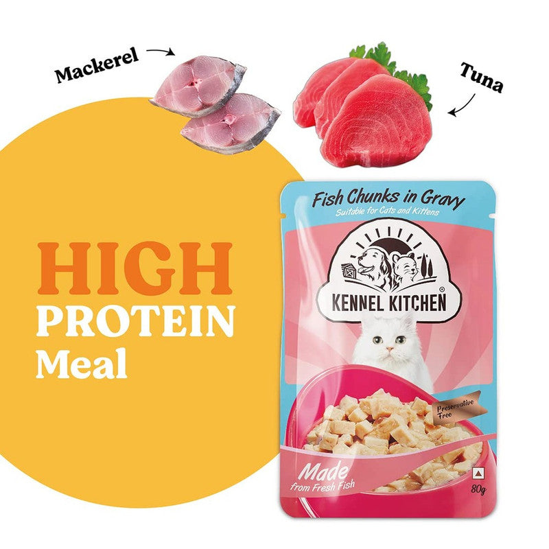 Kennel Kitchen Adult Cat n Kitten Fish chunks In Gravy 80g - Image 5