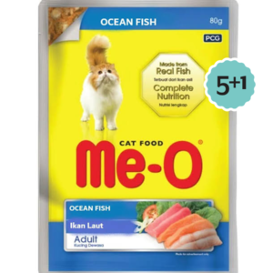Me-o Ocean Fish 80g Pack Of 5 + Get 1 Pouch Free