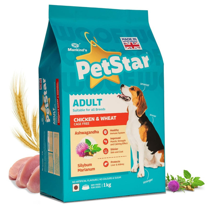 PetStar Adult Dog Chicken n Wheat 1kg + 1kg