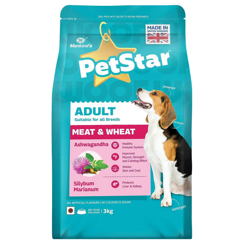 PetStar Adult Dog Meat n Wheat 3kg + 3kg