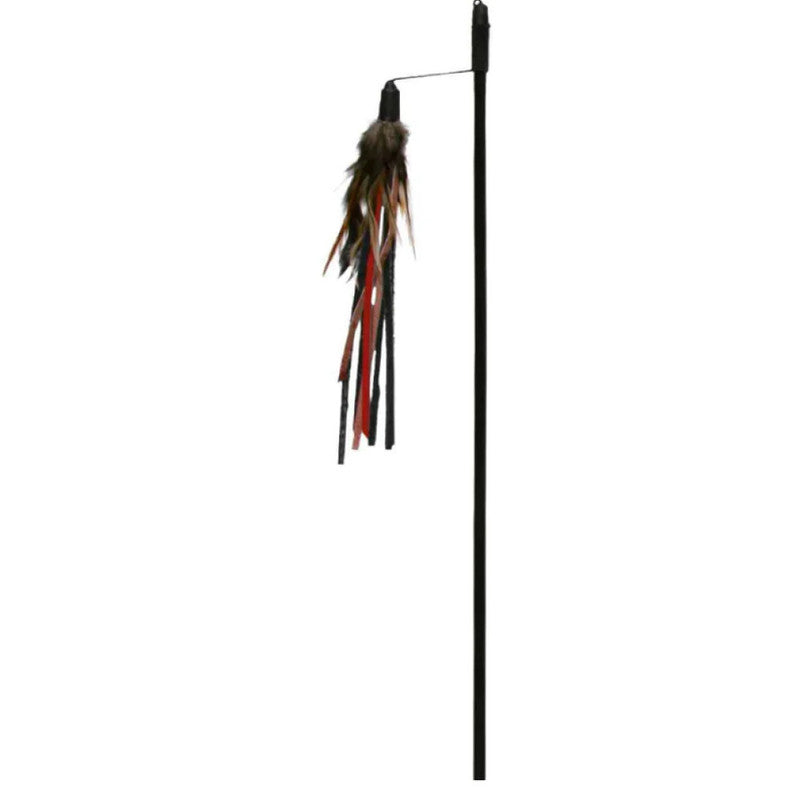 Playing Rod with Leather Straps & Feathers
