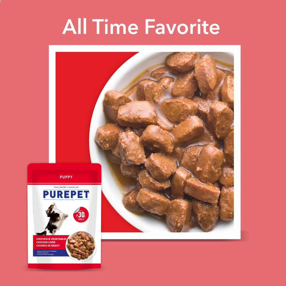 Purepet Puppy Chicken & Vegetables Chunks In Gravy 70g - Image 5