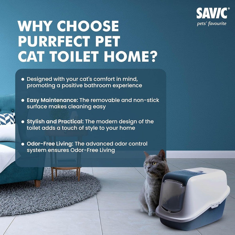Savic Nestro jumbo cat Litter Tray White n Bluestone - Image 3