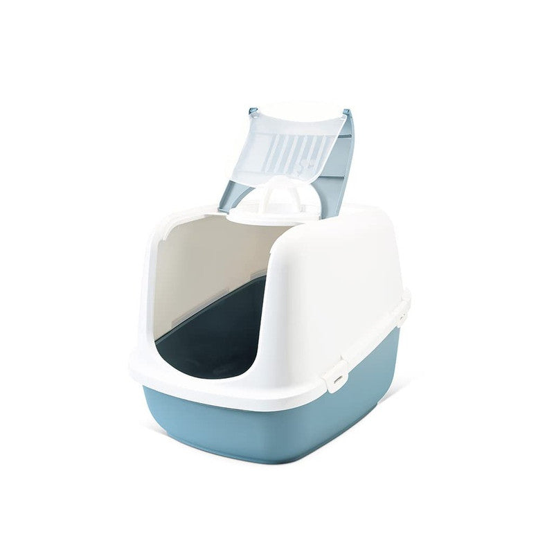 Savic Nestro jumbo cat Litter Tray White n Bluestone - Image 2