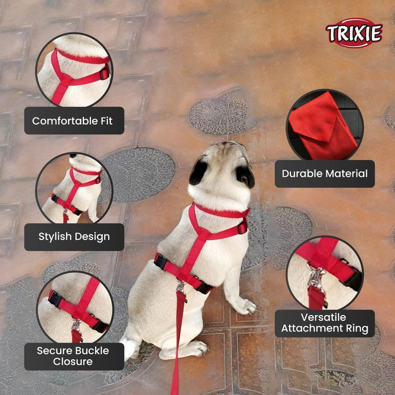 Trixie Classic H-Harness S-M Red - Image 2
