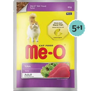 Me-o Tuna In Jelly 80g Pack Of 5 + Get 1 Pouch Free