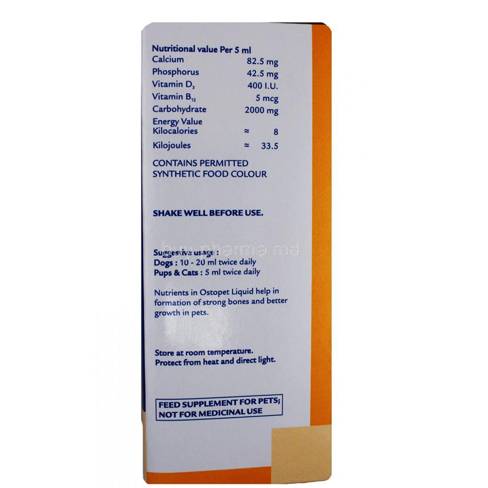 Virbac Ostopet Calcium Phosphrus & Vitamin Supplement 150ml - Image 2