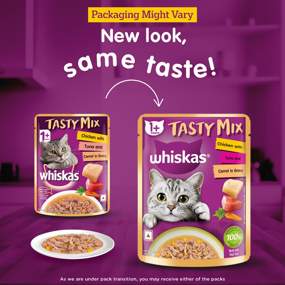 Whiskas Tasty Mix Chicken-Tuna-Carrot in Gravy 70g - Image 2