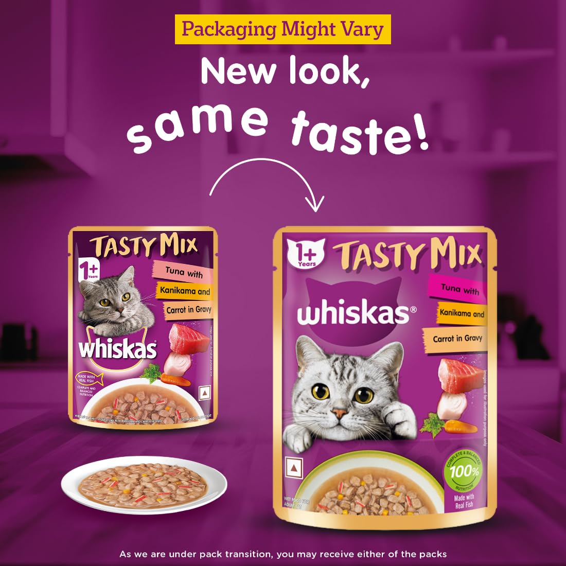 Whiskas Tasty Mix Tuna-Kanikama-Carrot in Gravy 70g - Image 2