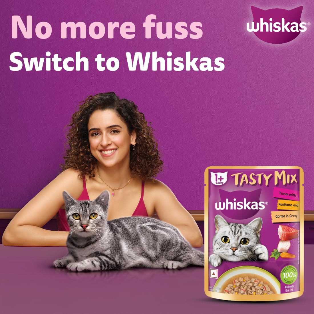 Whiskas Tasty Mix Tuna-Kanikama-Carrot in Gravy 70g - Image 3