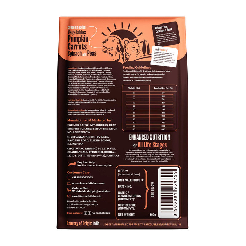 kennel Kitchen Adult Dog n Puppy Air Dried chicken n Mackerel 300g - Image 2