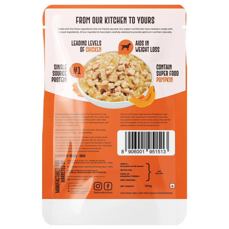 kennel Kitchen Dog n Puppy Chicken With Pumpkin 100g - Image 2